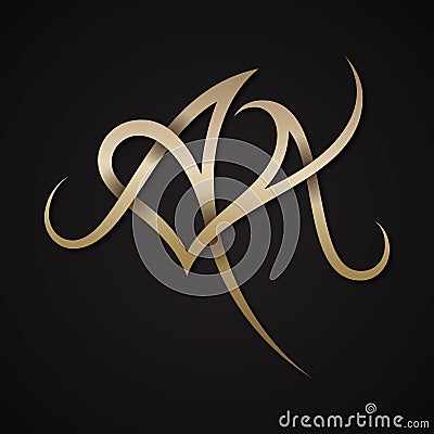 Creative luxury letter AA shaped love design vector symbol Vector Illustration