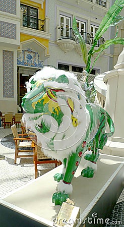 Creative Macau Sculpture MGM Exhibition Lion Chinese Dance Fusion Arts Crafts East West Asian Cultural Heritage Collection Macao Editorial Stock Photo