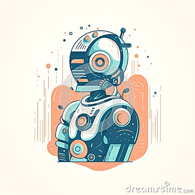 Creative machine robot flat icon, generative AI. Stock Photo