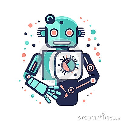 Creative machine robot flat icon, generative AI. Stock Photo