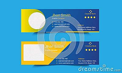 Creative Mail signature Template Design.Office business visit cards for webmail user interface with place.Web business profile Vector Illustration