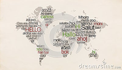 Creative map with different languages on special countries Stock Photo