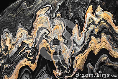 Creative marble background with gold and black waves. Acrylic Fluid Art. Abstract background or texture Stock Photo