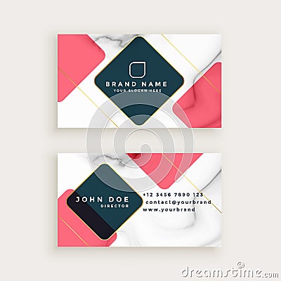 Creative marble texture business card design Vector Illustration