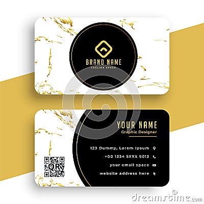 Creative marble texture business card premium design Vector Illustration