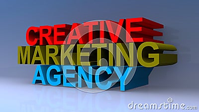 Creative marketing agency on blue Stock Photo