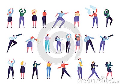 Creative Marketing Agency People Character Set. Businessman Work as Team Isolated. Various Gesture Business Woman Vector Illustration