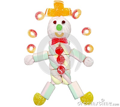 Creative marmalade fruit jelly sweet food clown in circus form Stock Photo