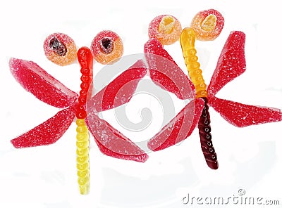 Creative marmalade fruit jelly sweet food dragon form Stock Photo