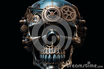 Creative mechanic assembly skull portrait. Generate ai Stock Photo