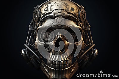 Creative mechanic gear system skull. Generate ai Stock Photo