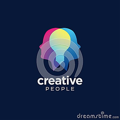 Abstract overlapping human head logo Stock Photo