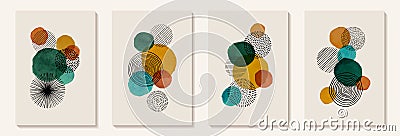 Creative minimalist hand painted Abstract art background with watercolor stain and Hand Drawn doodle Scribble Circle. Design for Vector Illustration