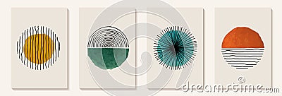 Creative minimalist hand painted Abstract art background with watercolor stain and Hand Drawn doodle Scribble Circle. Design for Vector Illustration