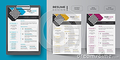 Creative and minimalist resume or cv template design with business jobs, cover letter Vector Illustration