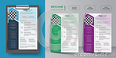 Creative and minimalist resume or cv template design with business jobs, cover letter Vector Illustration