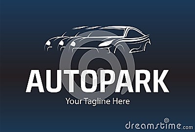 Creative modern autopark logo. Parking sign. Car sale company icon. Can use like emblem in auto logistic Vector Illustration