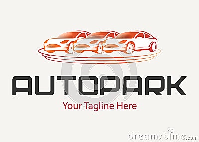 Creative modern autopark logo. Parking sign. Car sale company icon. Can use like emblem in auto logistic Vector Illustration