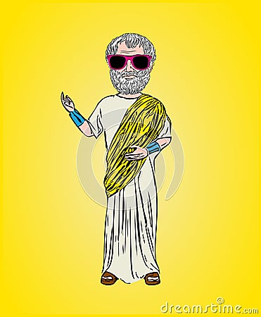 creative and modern hipster philosopher Aristotle with pink sunglasses Stock Photo