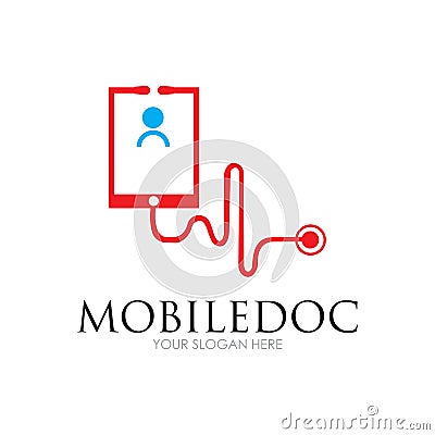 Creative modern logo of mobile doctor for maintenance services Vector Illustration