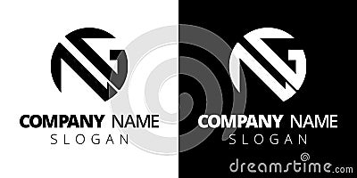 Creative monogram logo template. Letter NG isolated on white and black background. Vector concept Stock Photo