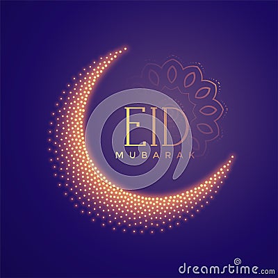 Creative moon made with particles eid background Vector Illustration