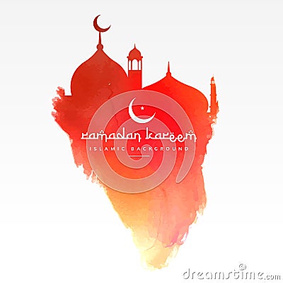 Creative mosque design made with red paint Vector Illustration