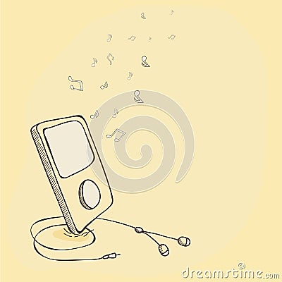 Creative Mp3 player with headphone. Stock Photo