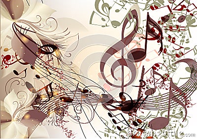 Creative music background in psychedelic style with notes Stock Photo