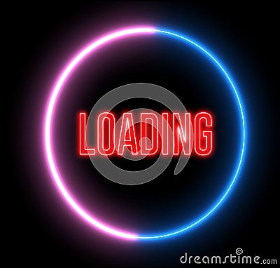 Creative neon loading circles. Colorful abstract light, bar of loading, HUD Stock Photo
