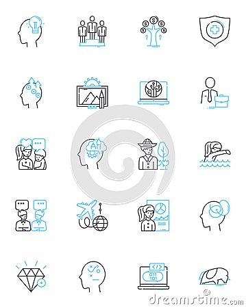 Creative nerks linear icons set. Imaginative, Innovative, Artistic, Inventive, Original, Unique, Quirky line vector and Vector Illustration