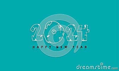 Vector line style golen text 2024 new year holiday wallpaper Vector Illustration