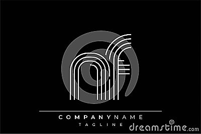 Creative NF lines letter logo design Vector Illustration