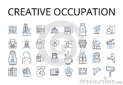 Creative occupation line icons collection. Artistic career, Innovative profession, Imaginative work, Original job Vector Illustration