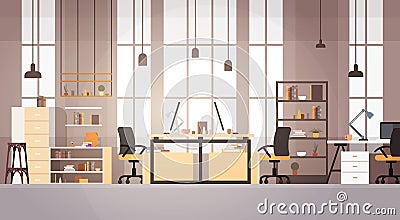 Creative Office Co-working Center University Campus Modern Workplace Vector Illustration
