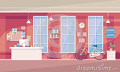 Creative Office Co-working Center, University Campus Vector Illustration