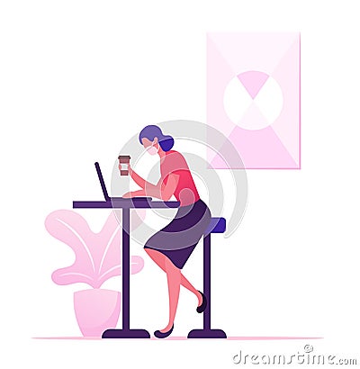 Creative Office Worker or Freelancer Character Wearing Medical Masks during Quarantine Self Isolation Working Vector Illustration