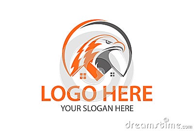 Creative orange eagle house real estate logo design Vector Illustration