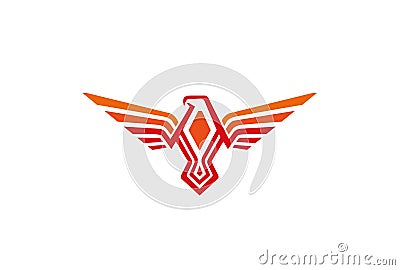 Creative Orange Phoenix Logo Vector Illustration