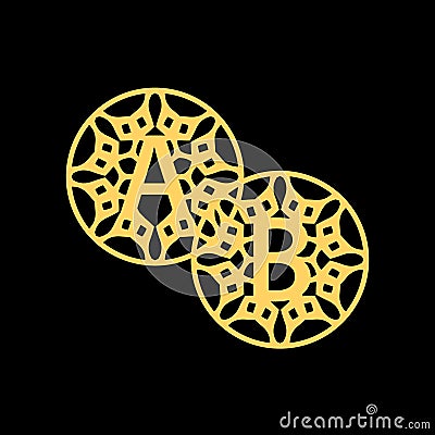 Creative and ornate letter AB Logo design Icon Vector Illustration