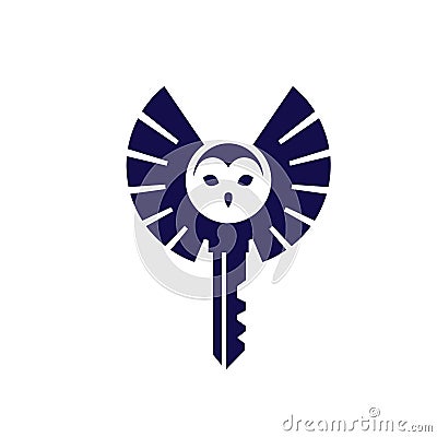 Creative owl with key logo Vector Illustration