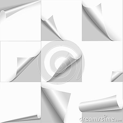 Creative page curl flipped edge paper template set Vector Illustration