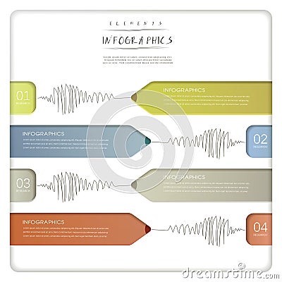 Creative paper pencil bar chart infographic elements Vector Illustration