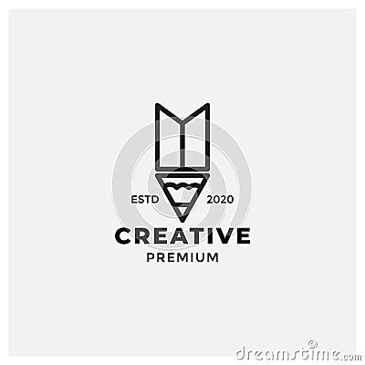 Creative pencil or ballpoint modern line logo design Vector Illustration