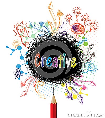 Creative pencil designs colorful concept illustration Vector Illustration