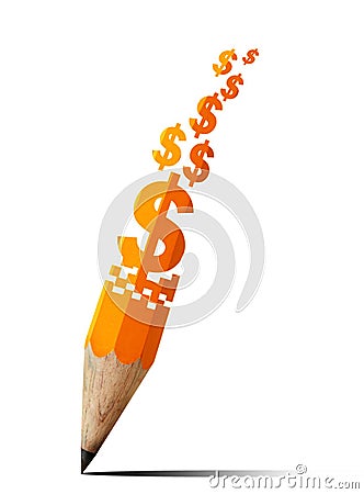 Creative pencil with dollar money sign. Stock Photo