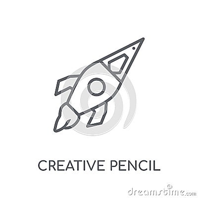 creative pencil rocket linear icon. Modern outline creative penc Vector Illustration