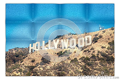 Creative picture of Hollywood sign in Los Angeles - landmark photo image Stock Photo