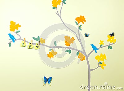 Creative picture of tree on the wall Stock Photo