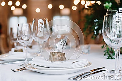 Creative place pointer on plate Stock Photo